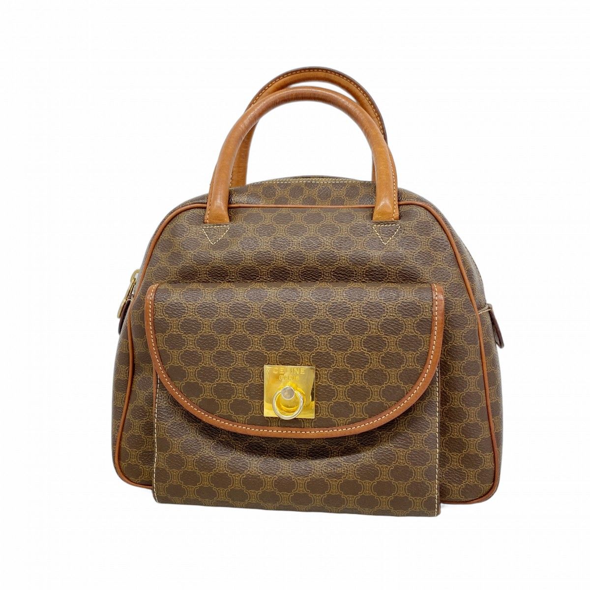 Celine Handbag Macadam Brown Gold