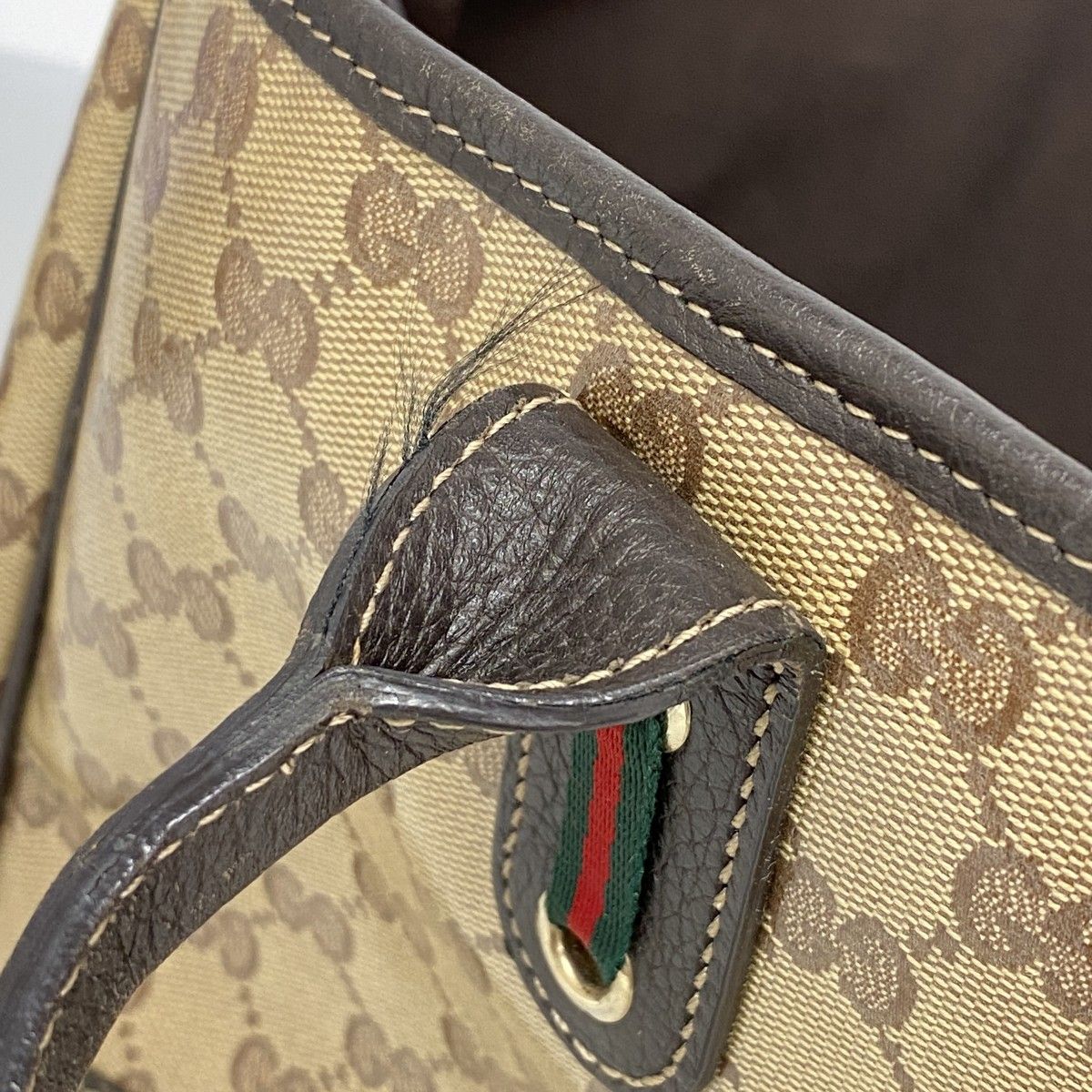 Gucci Tote GG Crystal Beige Brown Champagne Gold — view 9