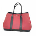 Hermes Tote Garden Party TPM Toile Officier Black Red Silver