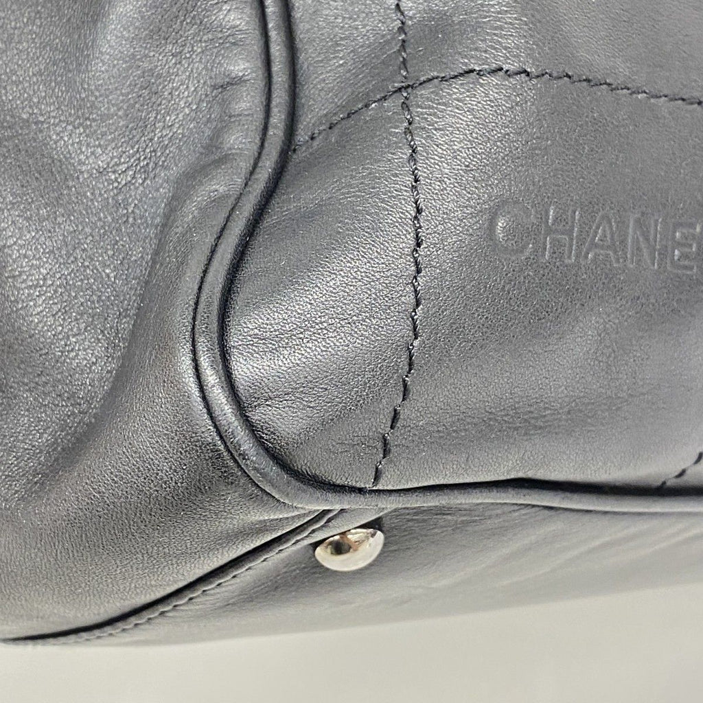 Chanel Handbag Choco Bar Lambskin Black Silver — view 6