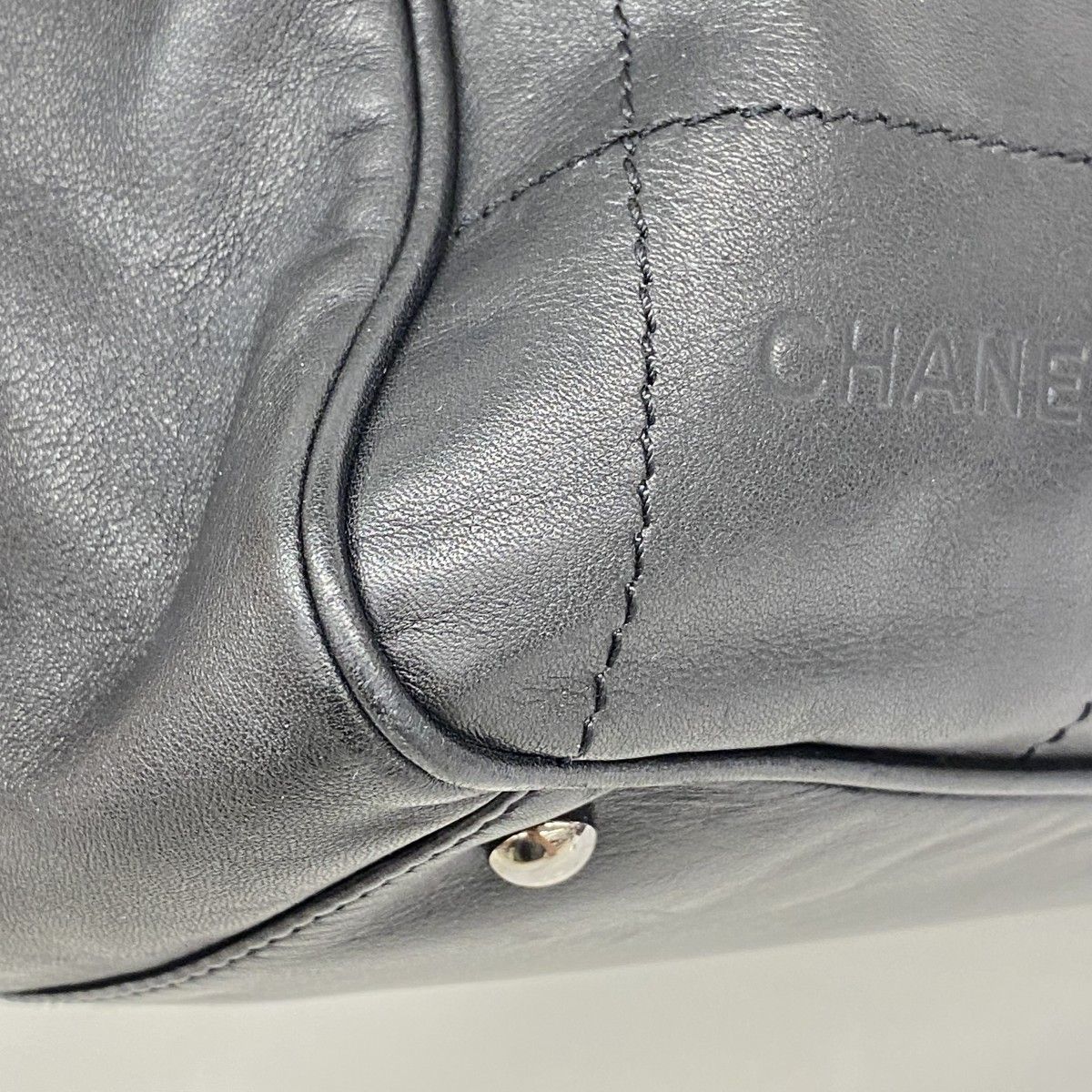 Chanel Handbag Choco Bar Lambskin Black Silver — view 6