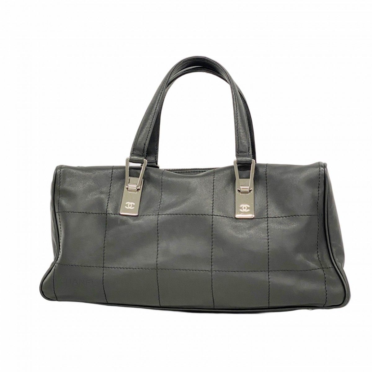 Chanel Handbag Choco Bar Lambskin Black Silver