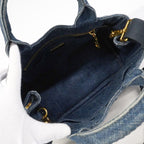 Prada Tote Canapa Denim Blue Gold 2-Way — view 4