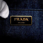 Prada Tote Canapa Denim Blue Gold 2-Way — view 5