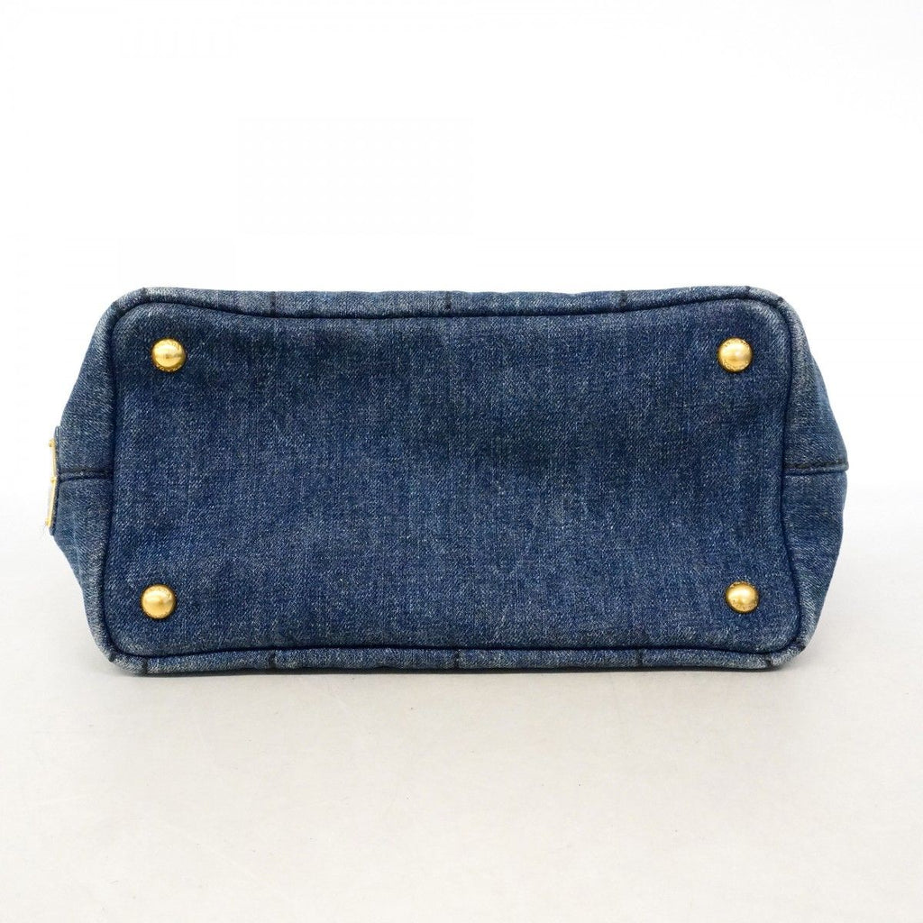 Prada Tote Canapa Denim Blue Gold 2-Way — view 3