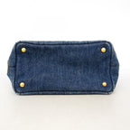 Prada Tote Canapa Denim Blue Gold 2-Way — view 3