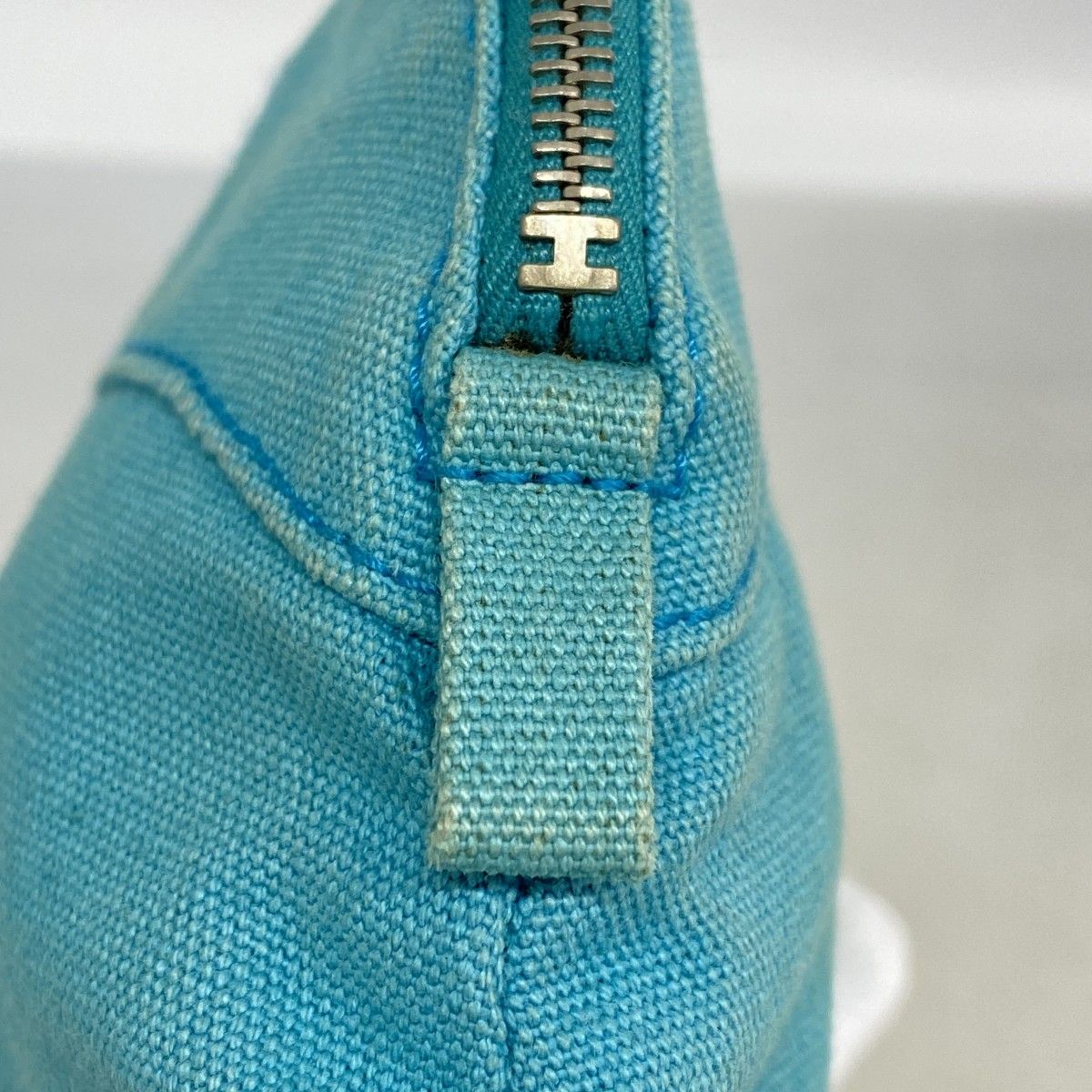 Hermes Pouch Bolide Canvas Blue Silver — view 7