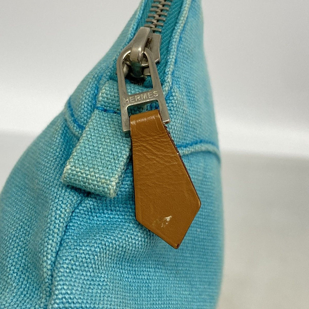 Hermes Pouch Bolide Canvas Blue Silver — view 8