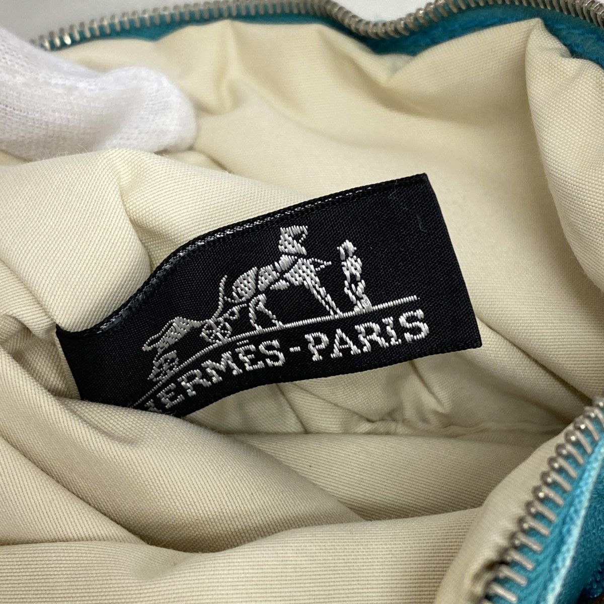 Hermes Pouch Bolide Canvas Blue Silver — view 5