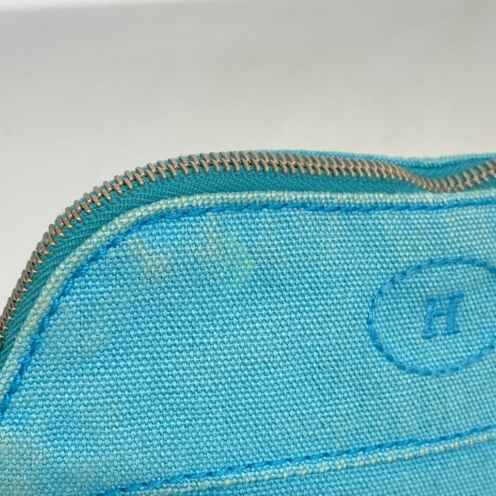 Hermes Pouch Bolide Canvas Blue Silver — view 9