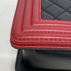 Chanel Shoulder Bag Boy Lambskin Black Red Silver — view 6