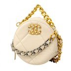 Chanel Shoulder Bag 19 Lambskin Ivory Gold Silver