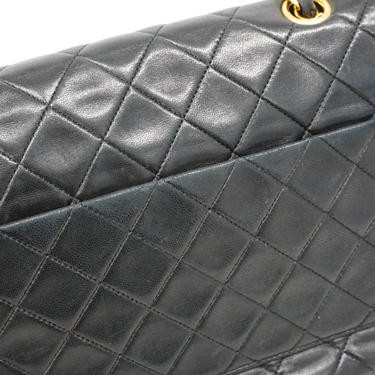 Chanel Shoulder Bag Quilted Lambskin Black Gold — view 8