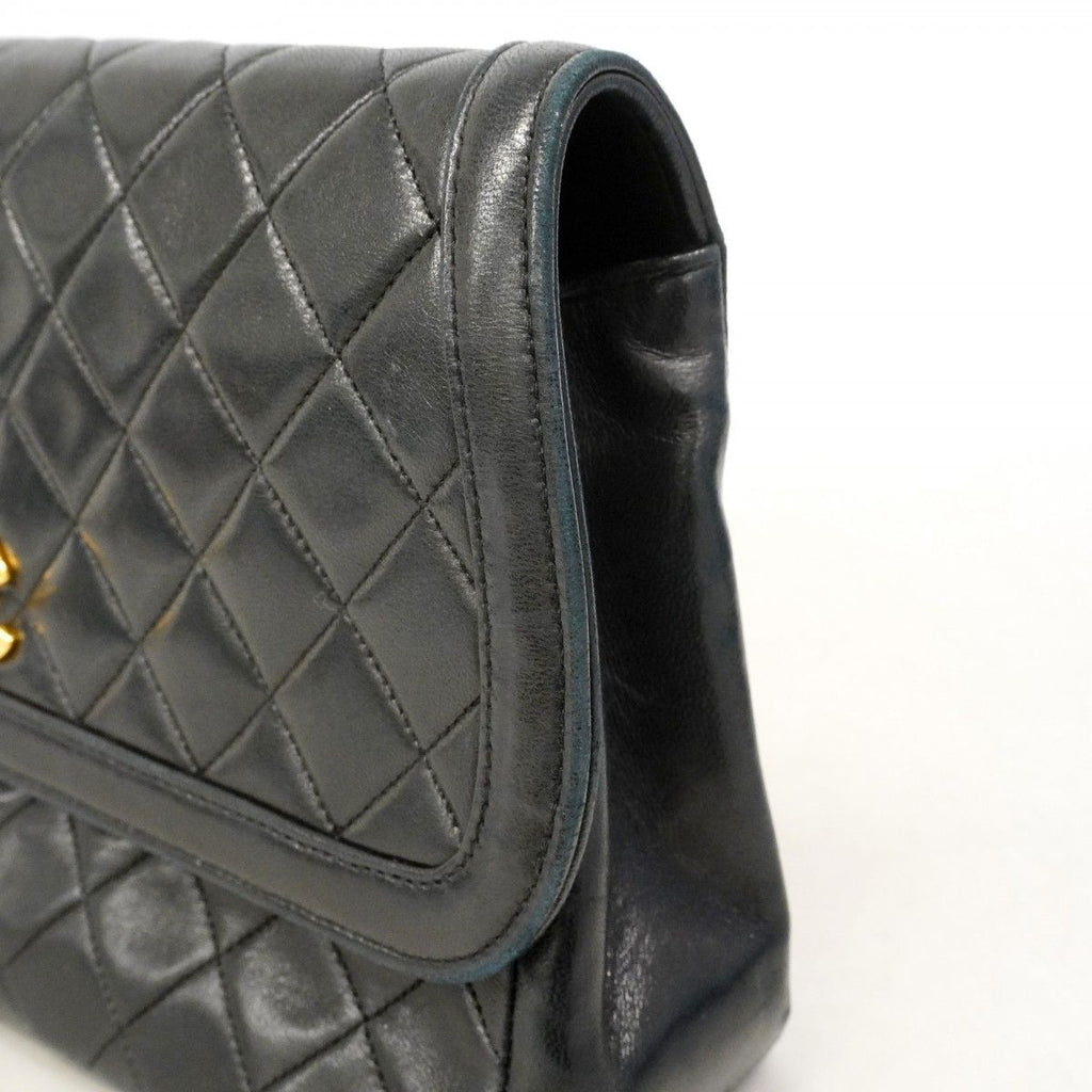 Chanel Shoulder Bag Quilted Lambskin Black Gold — view 7