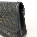 Chanel Shoulder Bag Quilted Lambskin Black Gold — view 7