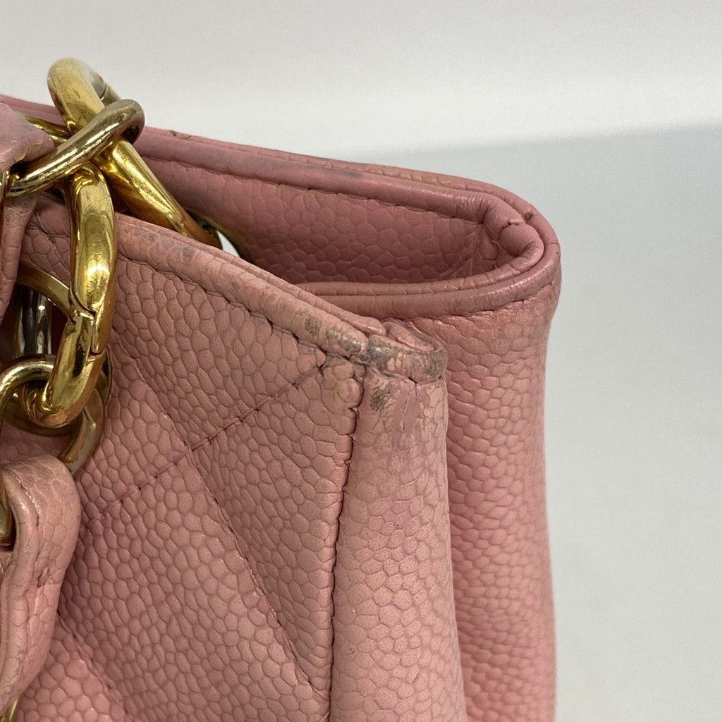 Chanel Shoulder Bag Quilted Caviar Leather Pink Gold — view 7