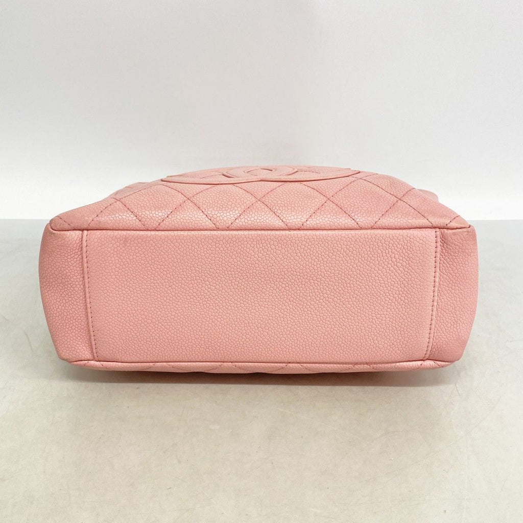 Chanel Shoulder Bag Quilted Caviar Leather Pink Gold — view 3