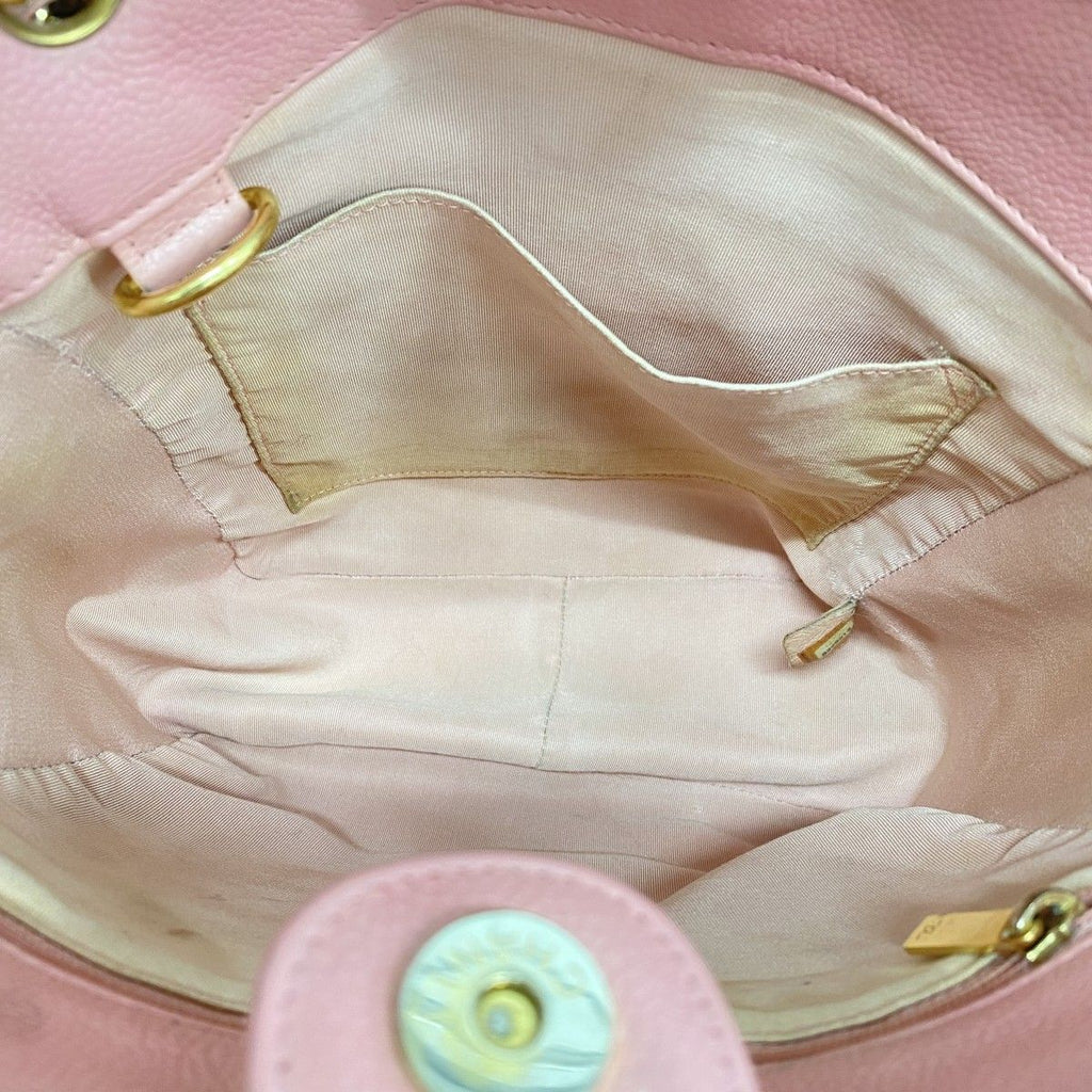 Chanel Shoulder Bag Quilted Caviar Leather Pink Gold — view 4