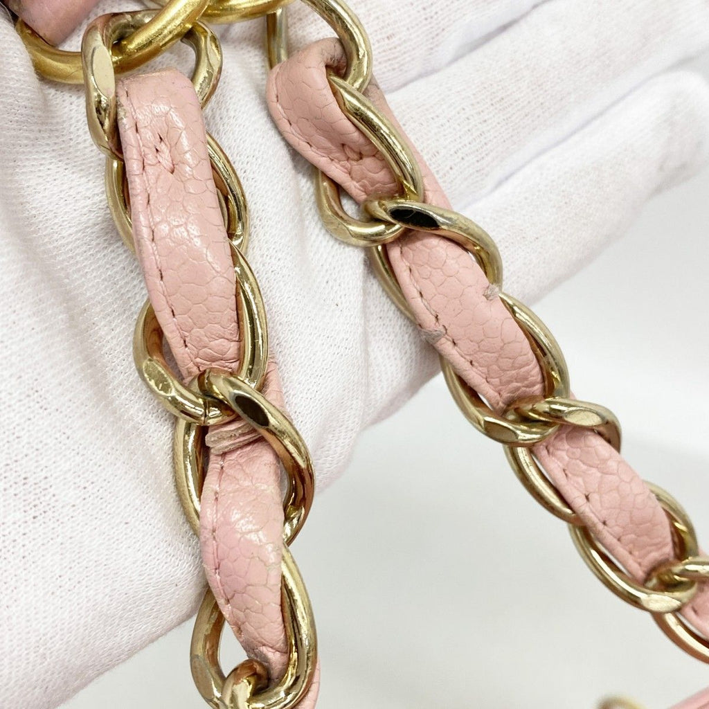 Chanel Shoulder Bag Quilted Caviar Leather Pink Gold — view 9