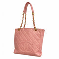 Chanel Shoulder Bag Quilted Caviar Leather Pink Gold