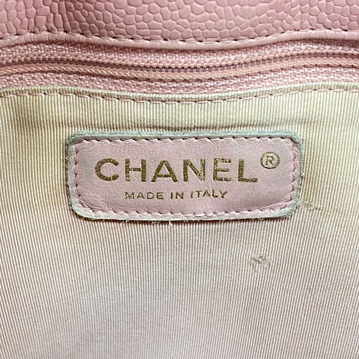 Chanel Shoulder Bag Quilted Caviar Leather Pink Gold — view 5