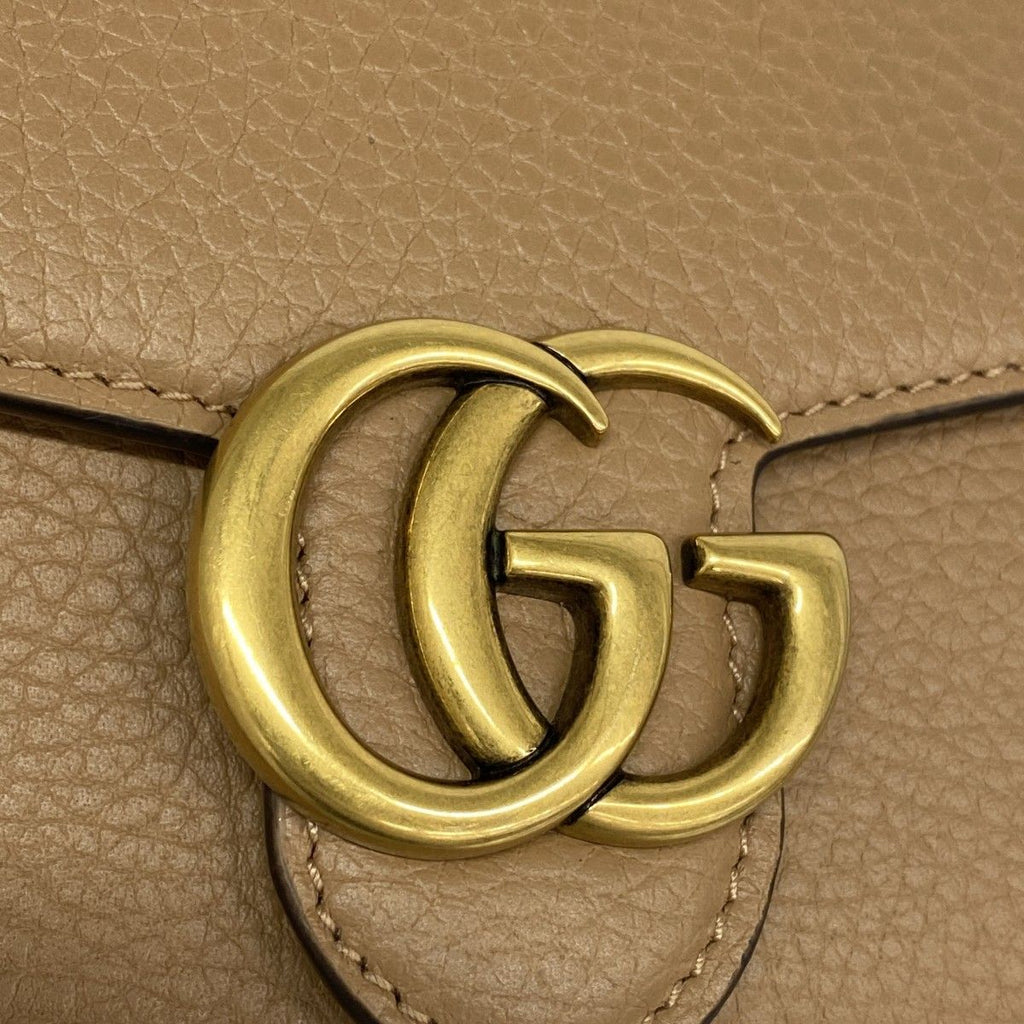 Gucci Wallet GG Marmont Leather Beige Brown Gold — view 6