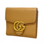 Gucci Wallet GG Marmont Leather Beige Brown Gold