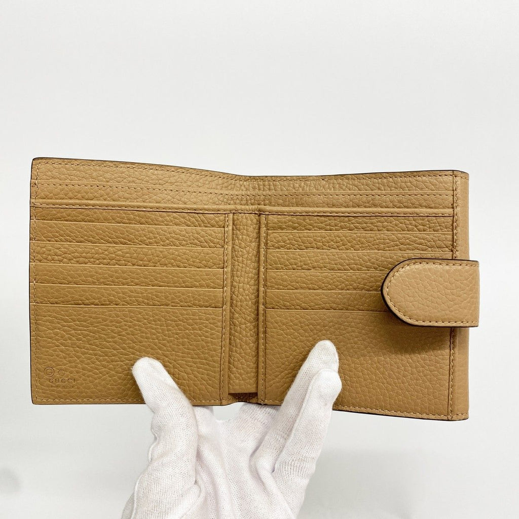 Gucci Wallet GG Marmont Leather Beige Brown Gold — view 3
