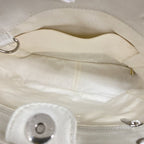 Chanel Shoulder Bag Quilted Caviar Leather White Silver — view 4