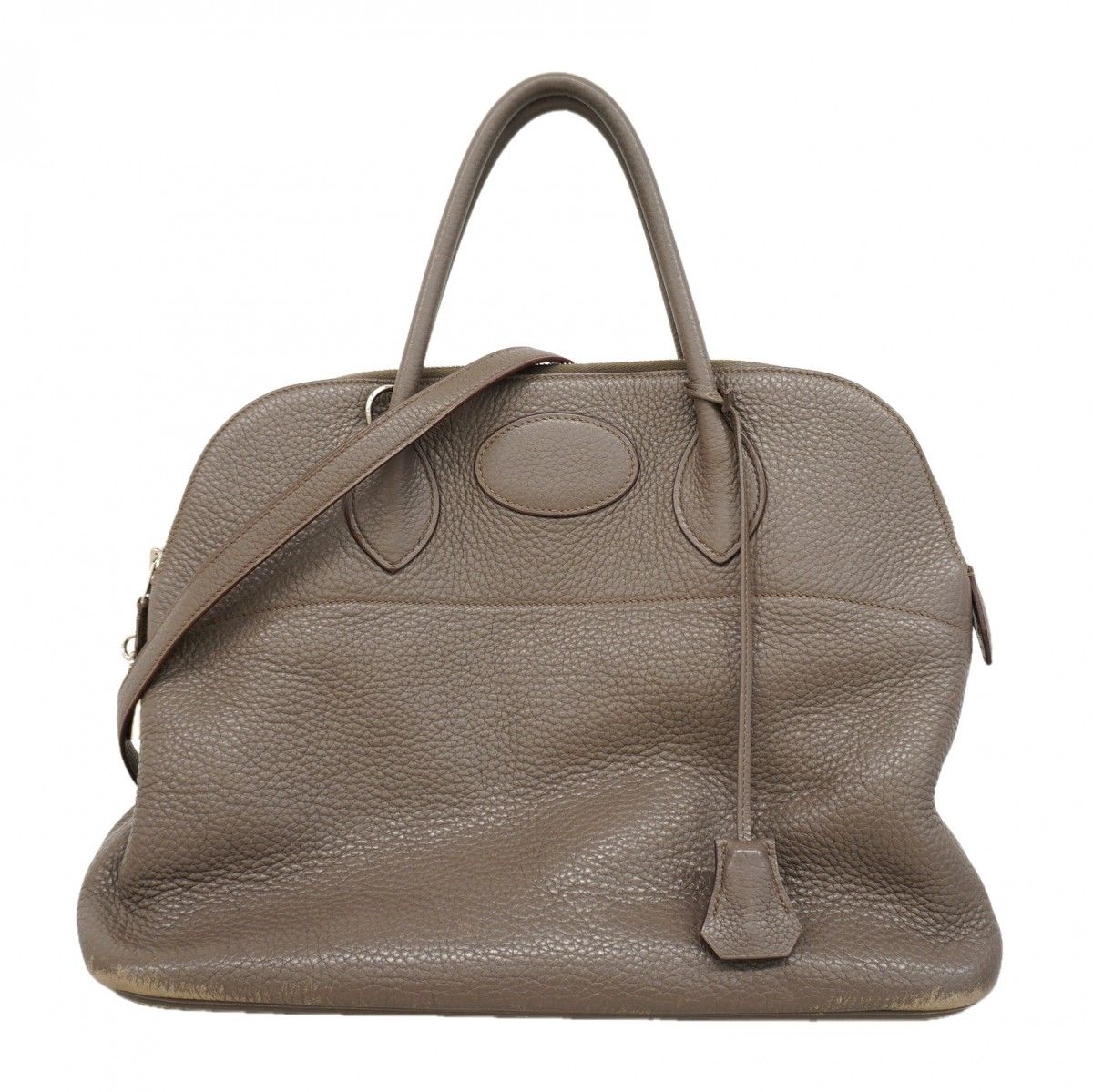 Hermes Handbag Bolide 35 Taurillon Clemence Etain Silver 2-Way