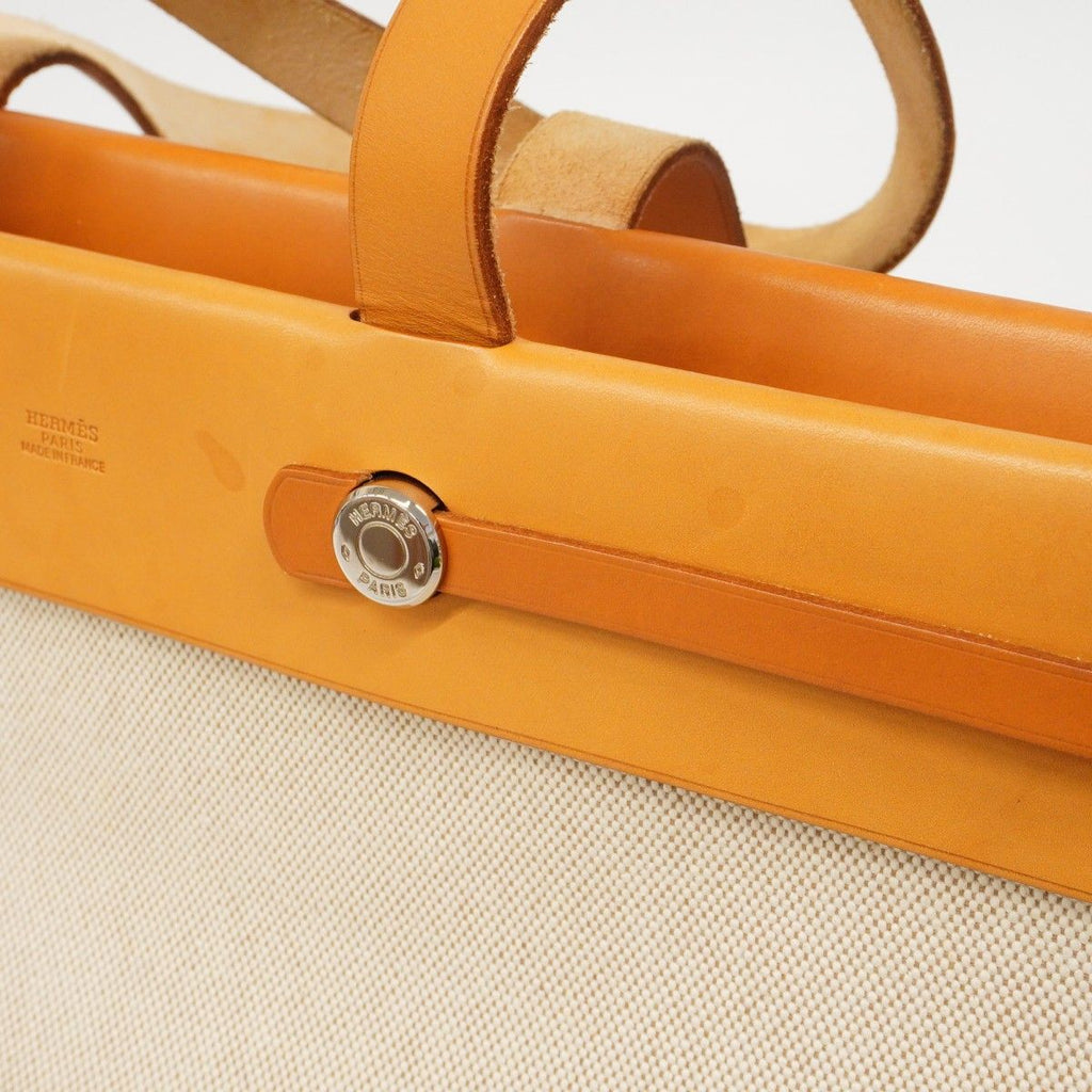 Hermes Tote Herbag Cabas MM Toile Ash Natural Silver — view 9