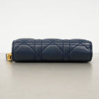 Dior Wallet Cannage Leather Blue Gold — view 3