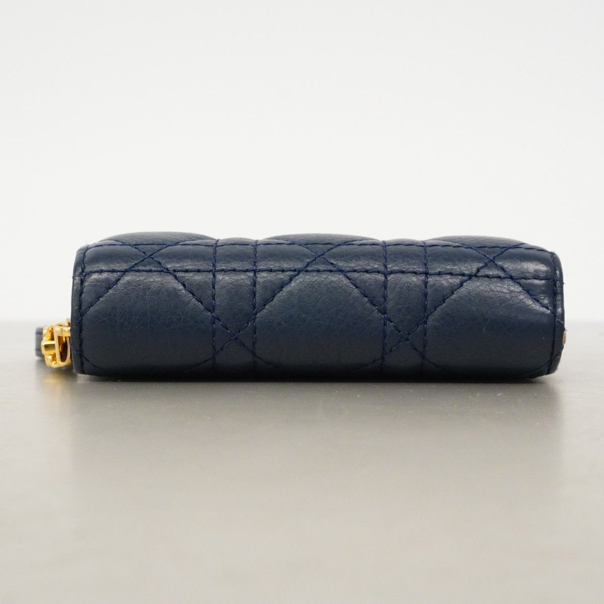 Dior Wallet Cannage Leather Blue Gold — view 3