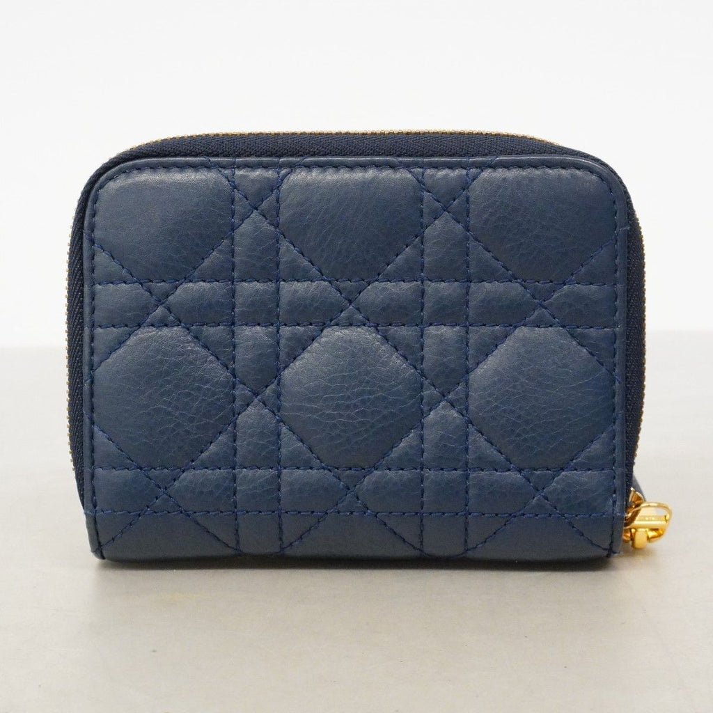 Dior Wallet Cannage Leather Blue Gold — view 8