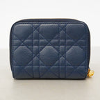 Dior Wallet Cannage Leather Blue Gold — view 8