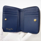 Dior Wallet Cannage Leather Blue Gold — view 4