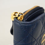 Dior Wallet Cannage Leather Blue Gold — view 7