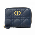 Dior Wallet Cannage Leather Blue Gold