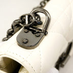 Dior Shoulder Bag Cannage Caro Leather White — view 8