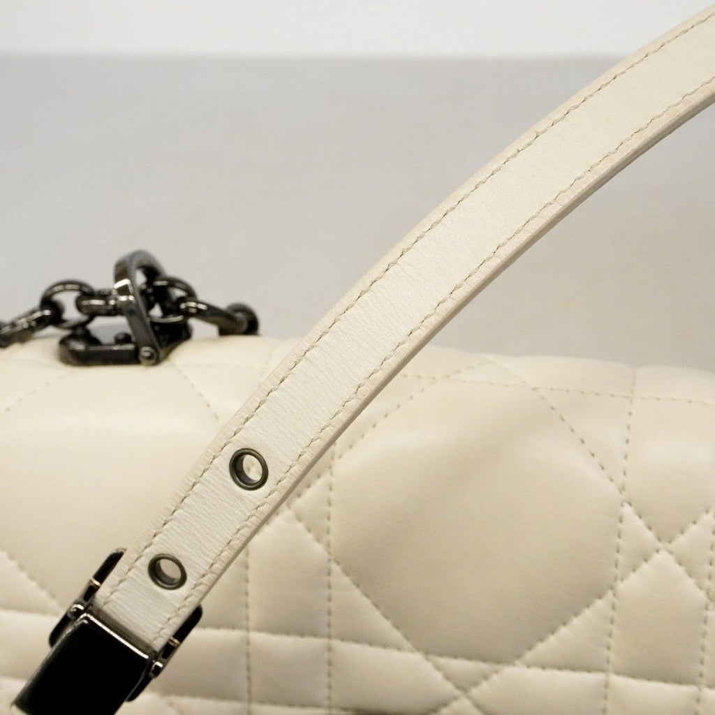 Dior Shoulder Bag Cannage Caro Leather White — view 9