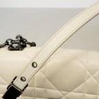 Dior Shoulder Bag Cannage Caro Leather White — view 9