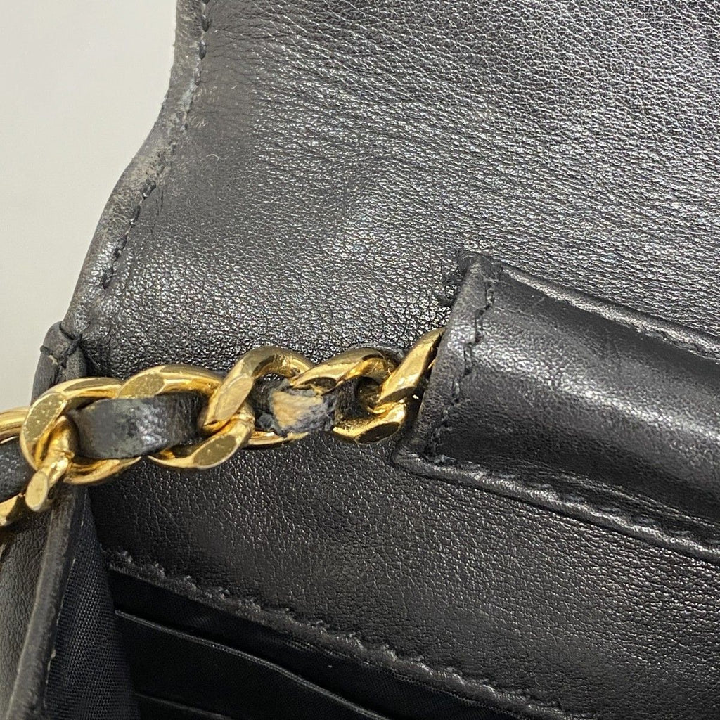 Chanel Shoulder Wallet Caviar Leather Black Gold — view 9