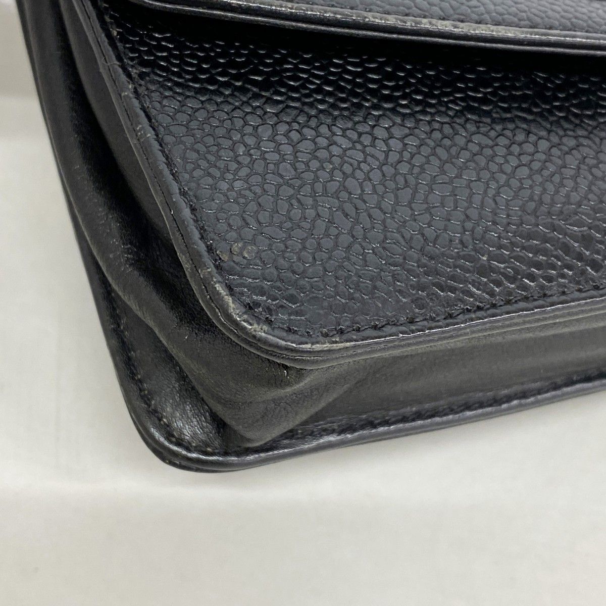 Chanel Shoulder Wallet Caviar Leather Black Gold — view 6