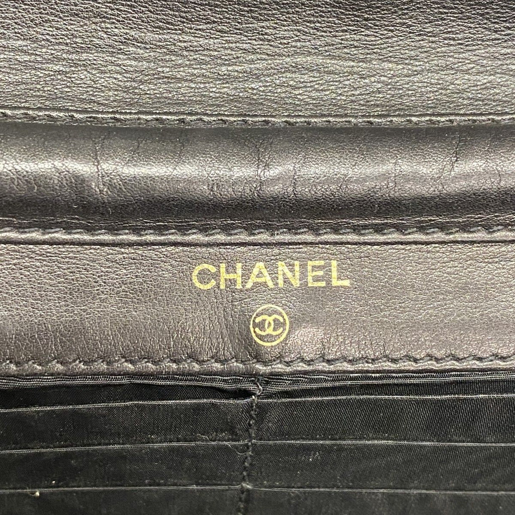 Chanel Shoulder Wallet Caviar Leather Black Gold — view 5