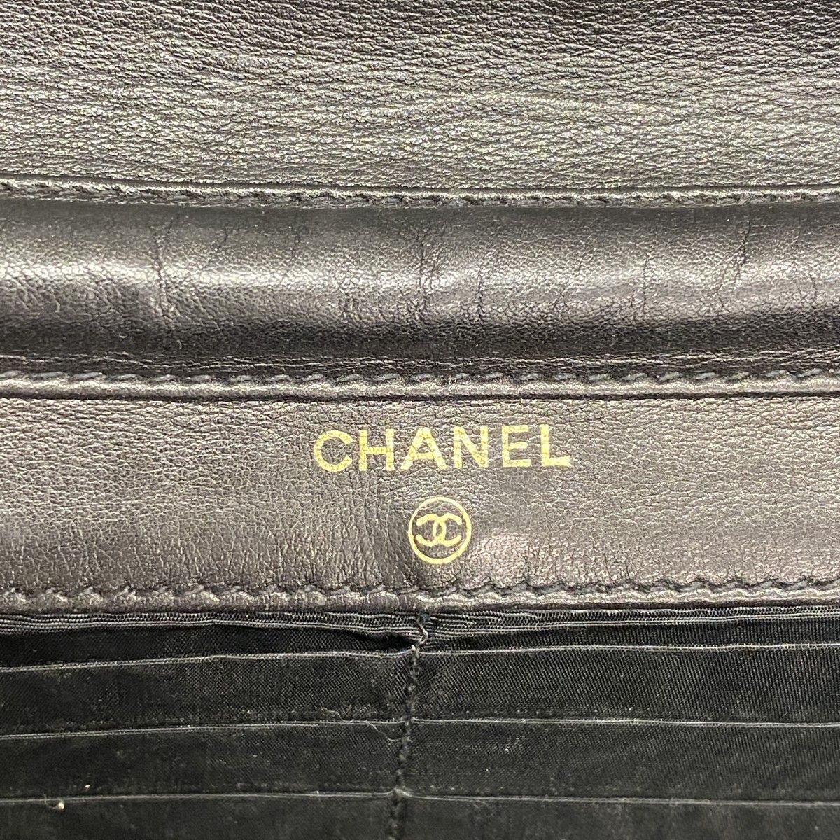 Chanel Shoulder Wallet Caviar Leather Black Gold — view 5