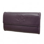 Chanel Wallet Caviar Leather Purple Silver