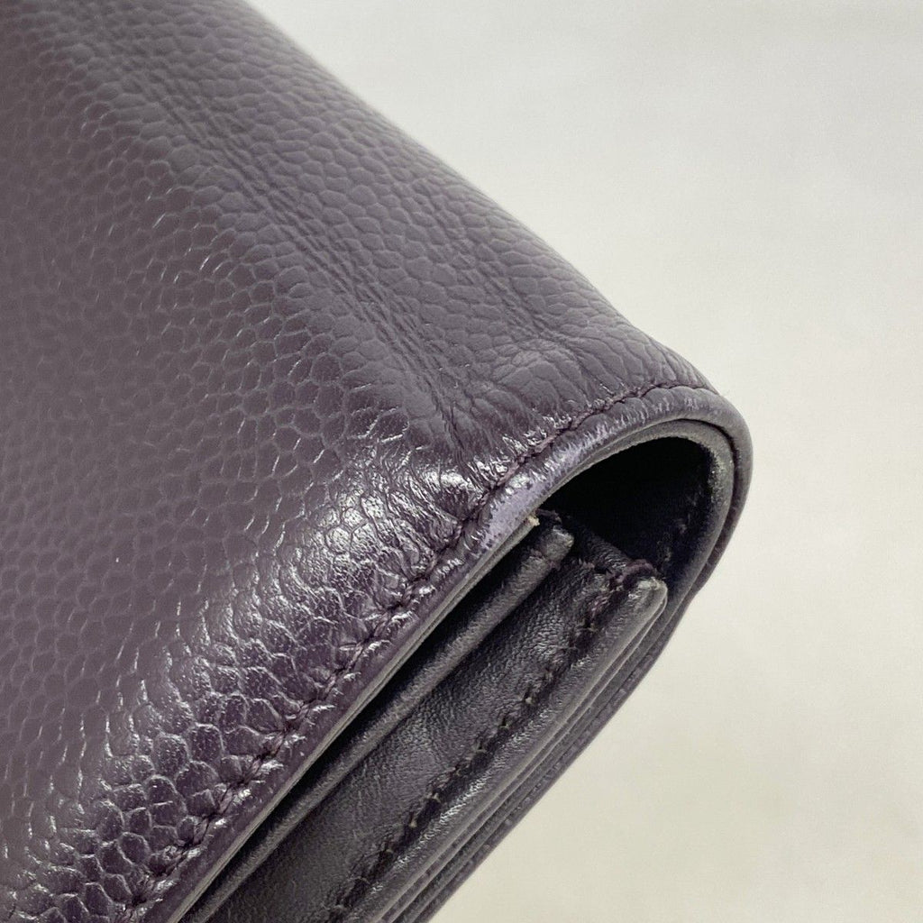 Chanel Wallet Caviar Leather Purple Silver — view 6