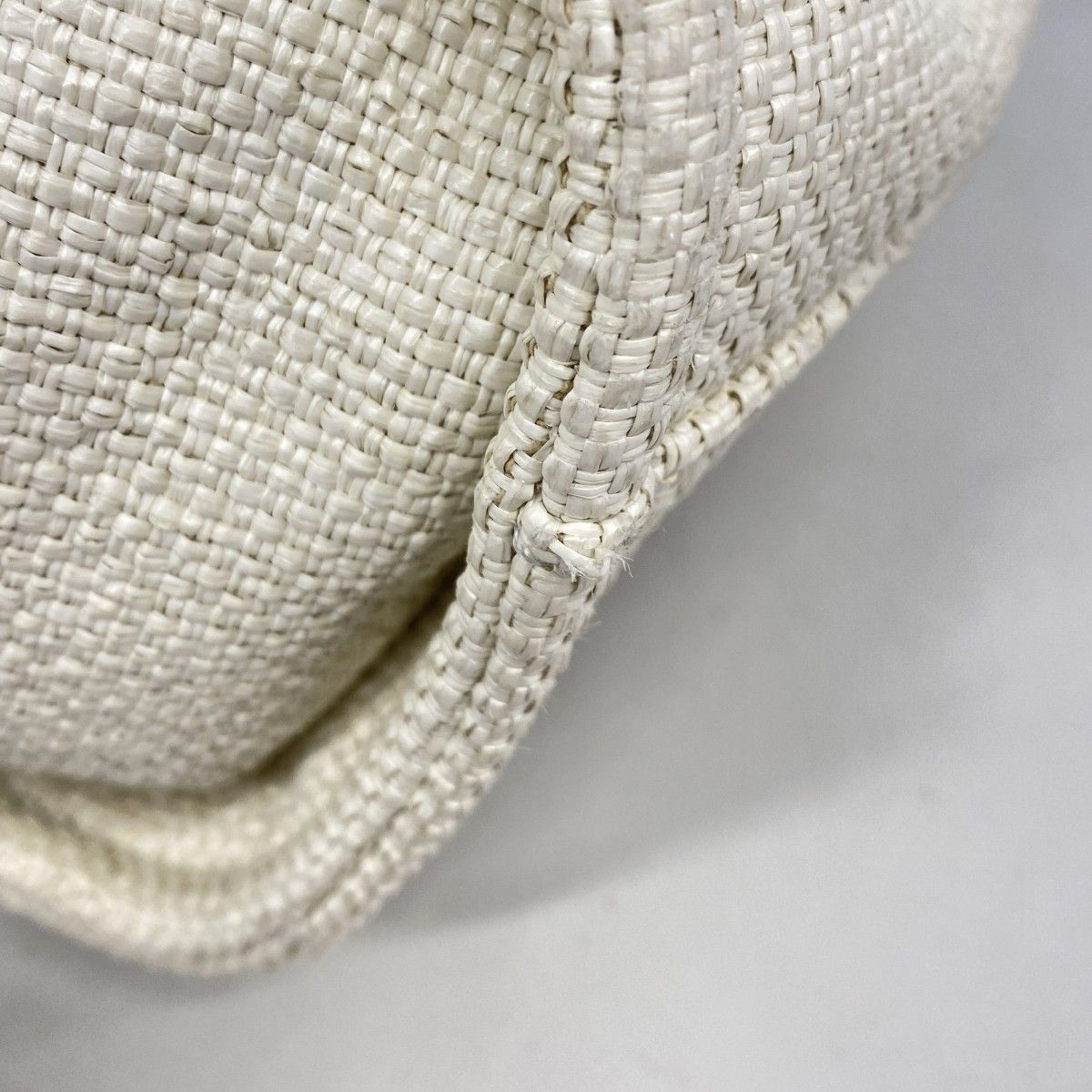 Chanel Chain Tote Deauville Straw Ivory Navy Silver — view 6