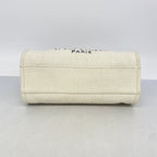 Chanel Chain Tote Deauville Straw Ivory Navy Silver — view 3