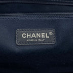 Chanel Chain Tote Deauville Straw Ivory Navy Silver — view 5
